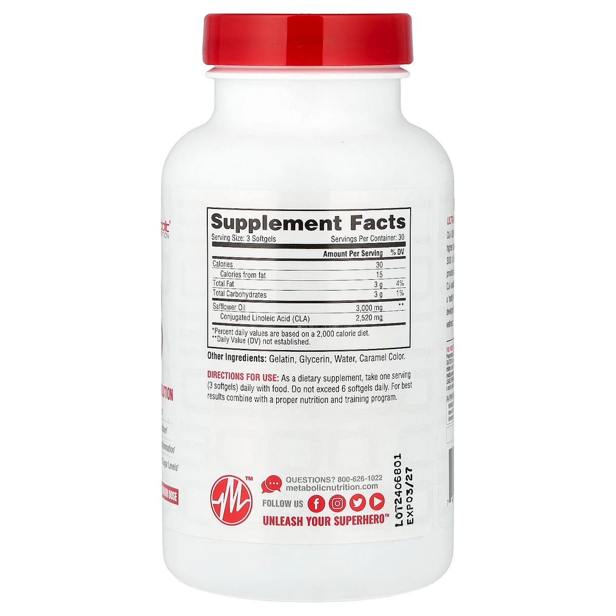 CLA 3000 MG 90 SOFTGELS METABOLIC