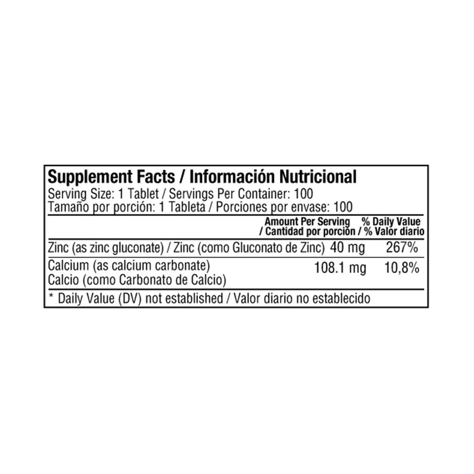 Chelated Zinc 40 mg 100 Tabletas - Healthy America