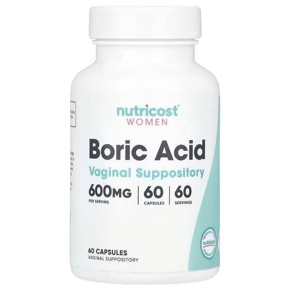 BORIC ACID 600 MG 60 CAPSULES VAGINAL SUPPOSITORY NUTRICOST WOMEN