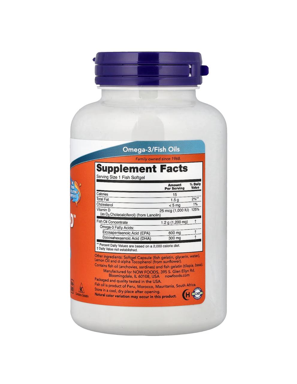 ULTRA OMEGA 3 WITH VITAMIN D-3 90 SOFTGELS - NOW FOODS