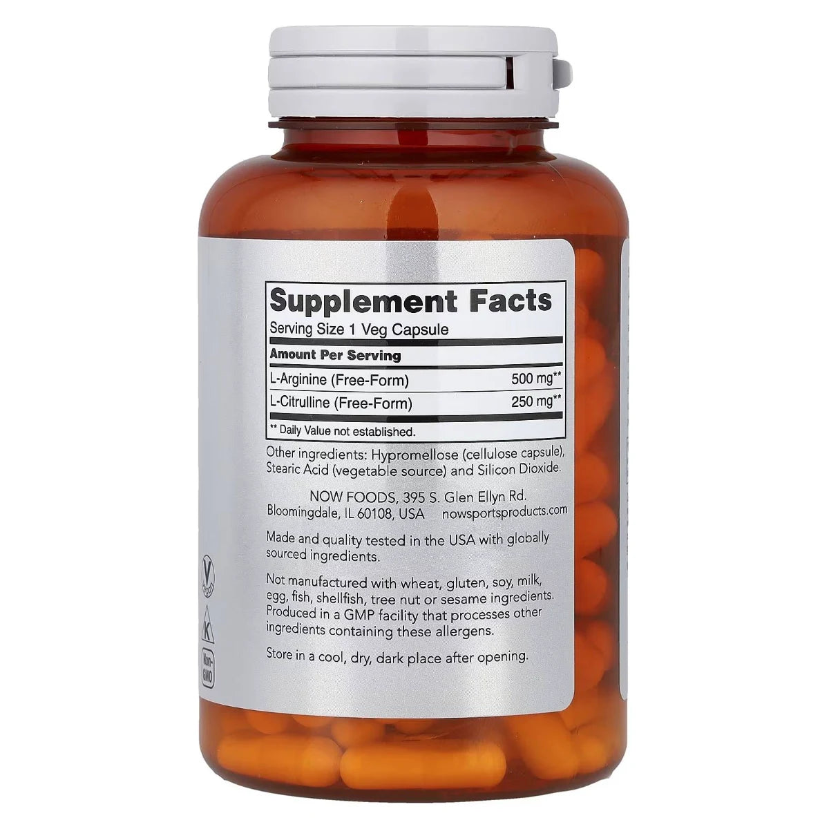 Arginine 500 mg & Citrulline 250 mg 120 caps NOW
