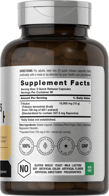 TRIBULUS TERRESTRIS 15000 MG 180 CÁPSULAS - HORBAACH