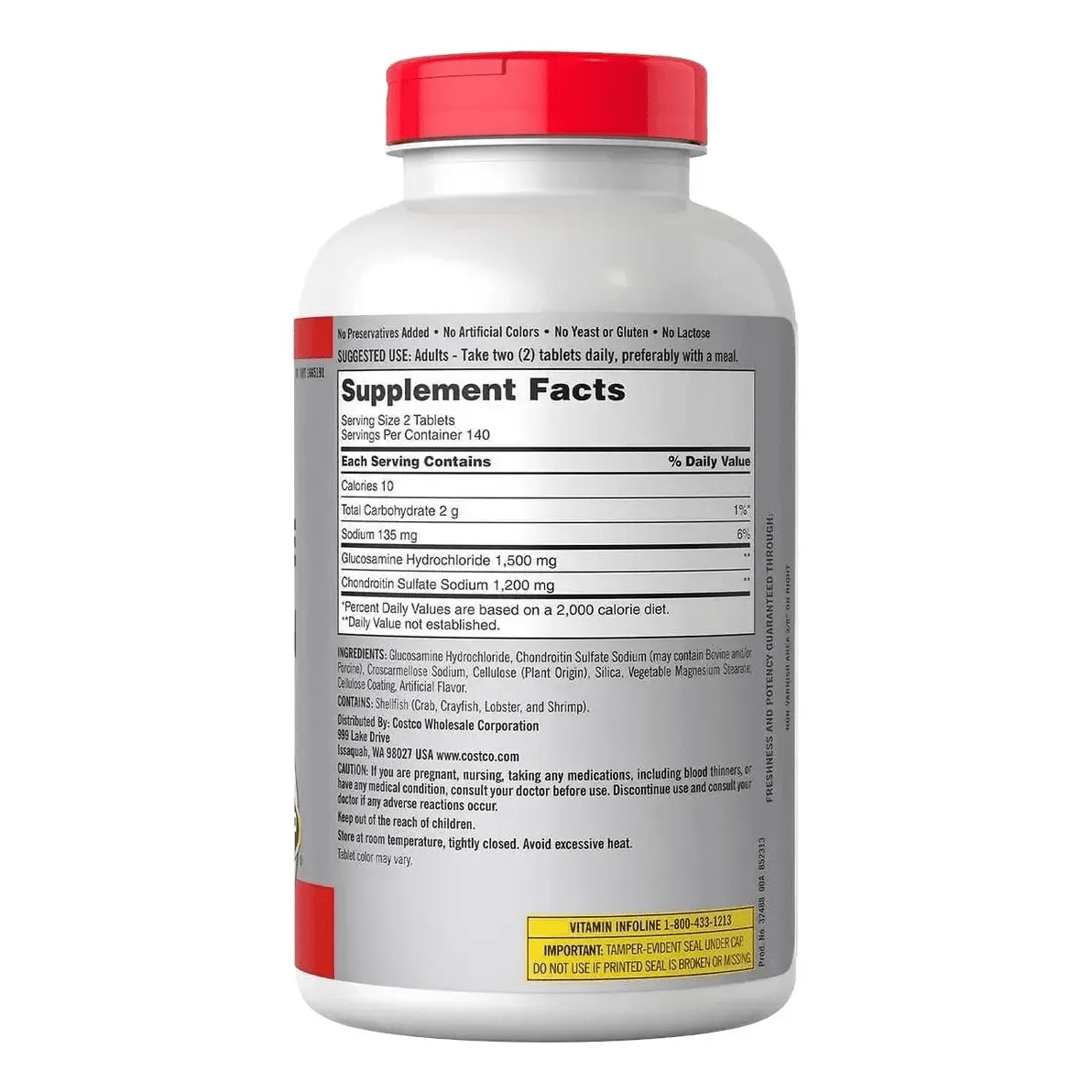 GLUCOSAMINE 1500 MG + CHONDROITIN 1200 MG 280 TABLETAS - KIRKLAND SIGNATURE