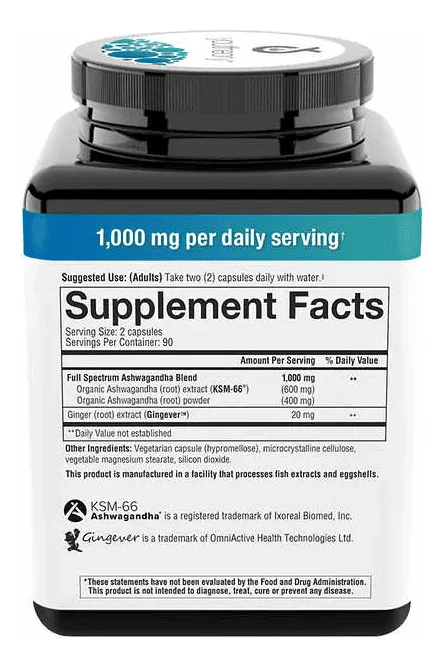 ASHWAGANDHA 1000 MG 180 CÁPSULAS - YOUTHEORY