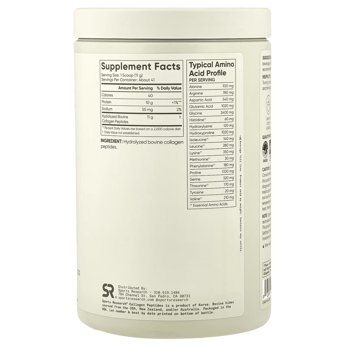 COLLAGEN PEPTIDES 16 OZ - SPORTS RESEARCH