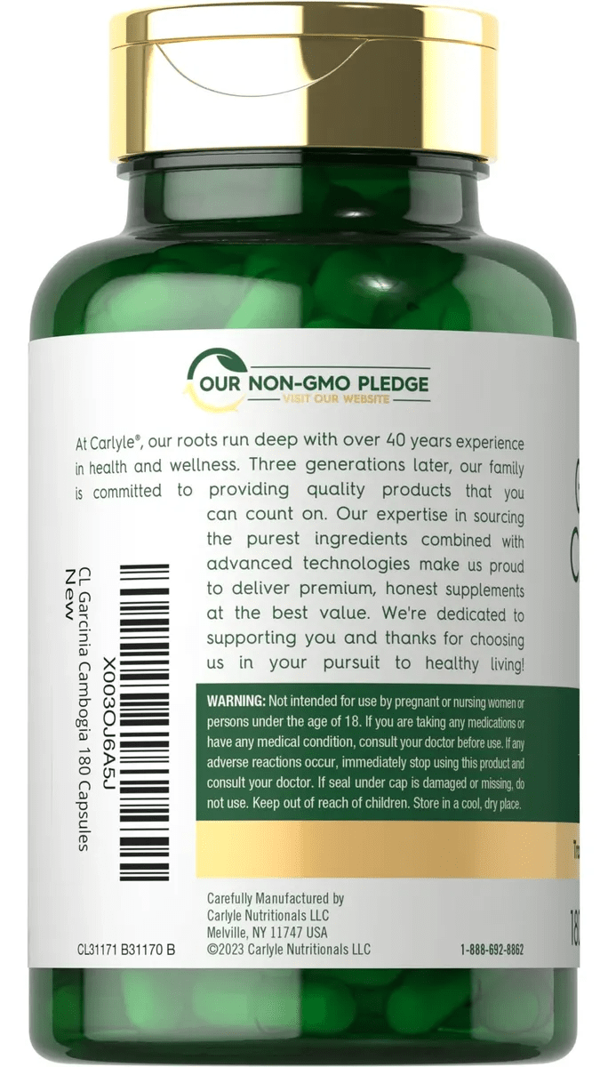 GARCINIA CAMBOGIA 3000 MG 180 CAPSULAS - CARLYLE