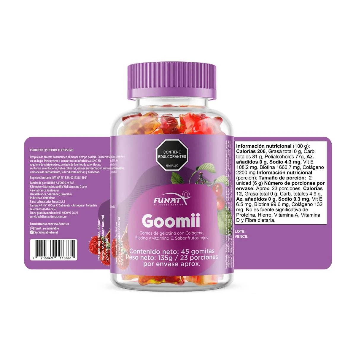 Gomitas Colágeno y Biotina 45 Unidades - Funat
