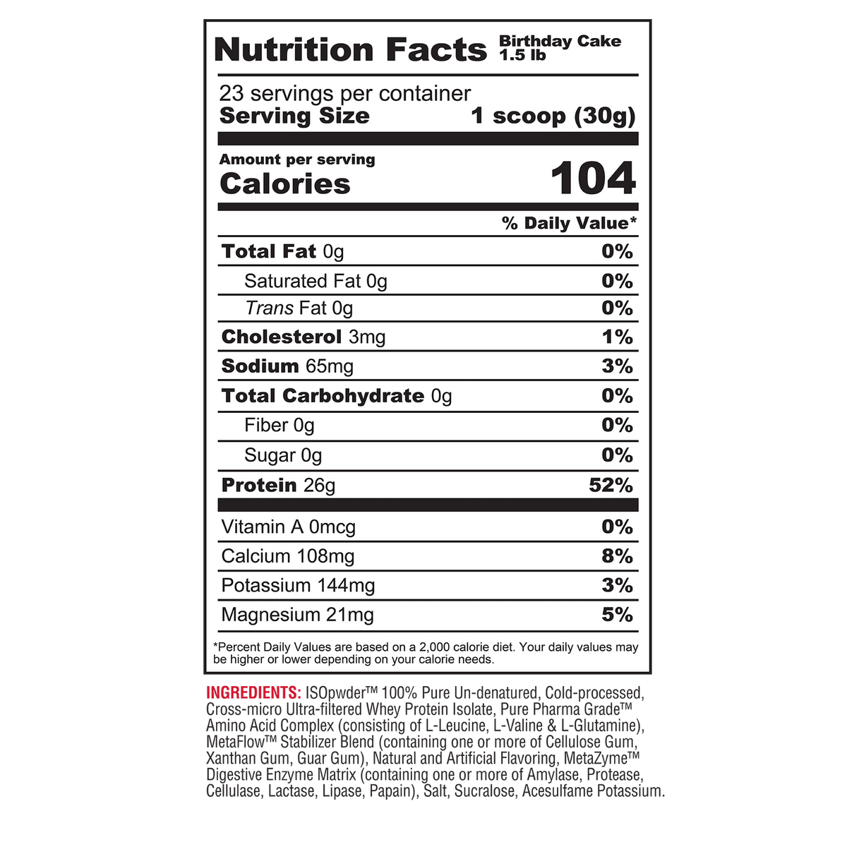 ISO PWDR BIRTHADAY CAKE 1.52 LB 23 SERVICIOS - METABOLIC NUTRITION