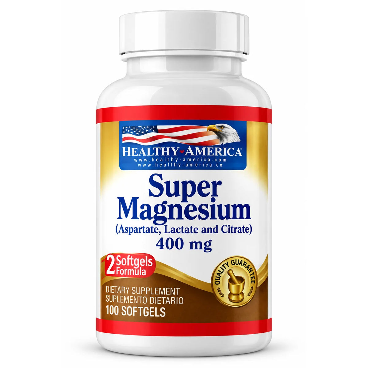 SUPER MAGNESIUM FORMULA 400 MG 100 SOFTGELS - HEALTHY AMERICA