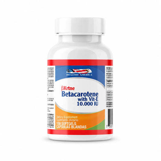BETACAROTENO PROVITAMIN A 10.000 IU W/VITAMIN E 100 SOFTGELS HEALTHY AMERICA
