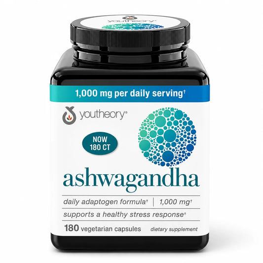 ASHWAGANDHA 1000 MG 180 CÁPSULAS - YOUTHEORY