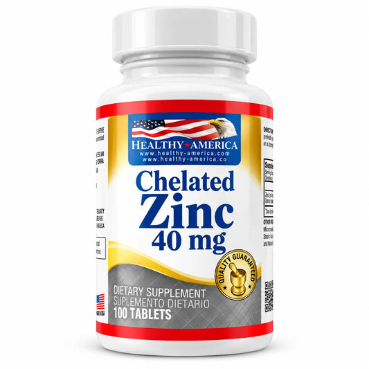 CHELATED ZINC 40 MG 100 TABLETAS - HEALTHY AMERICA