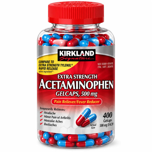 KIRKLAND SIGNATURE EXTRA STRENGTH ACETAMINOPHEN 500 MG – 400 GELCAPS