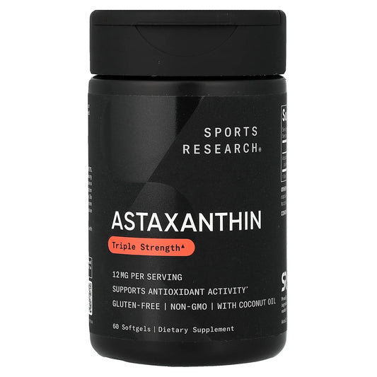 ASTAXANTHIN TRIPLE STRENGTH 12 MG 60 SOFTGELS - SPORTS RESEARCH