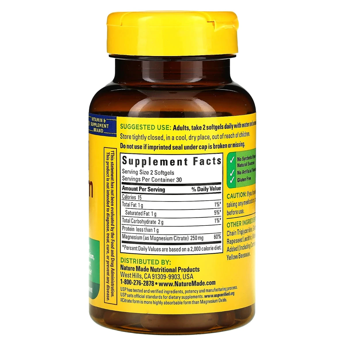 Magnesium Citrate 250 mg 180 softgels Nature Made
