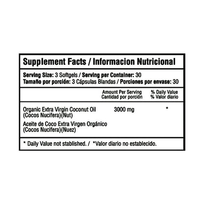 COCONUT OIL 3000 MG 90 SOFTGELS - HEALTHY AMERICA