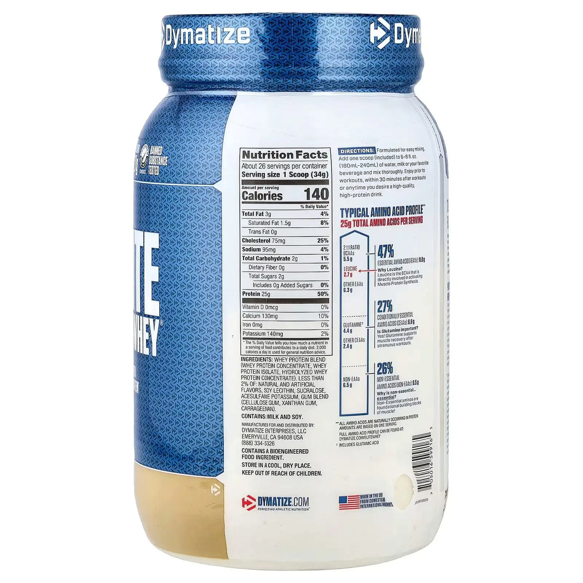 Elite Whey Gourmet Vainilla 2 lb - Dymatize
