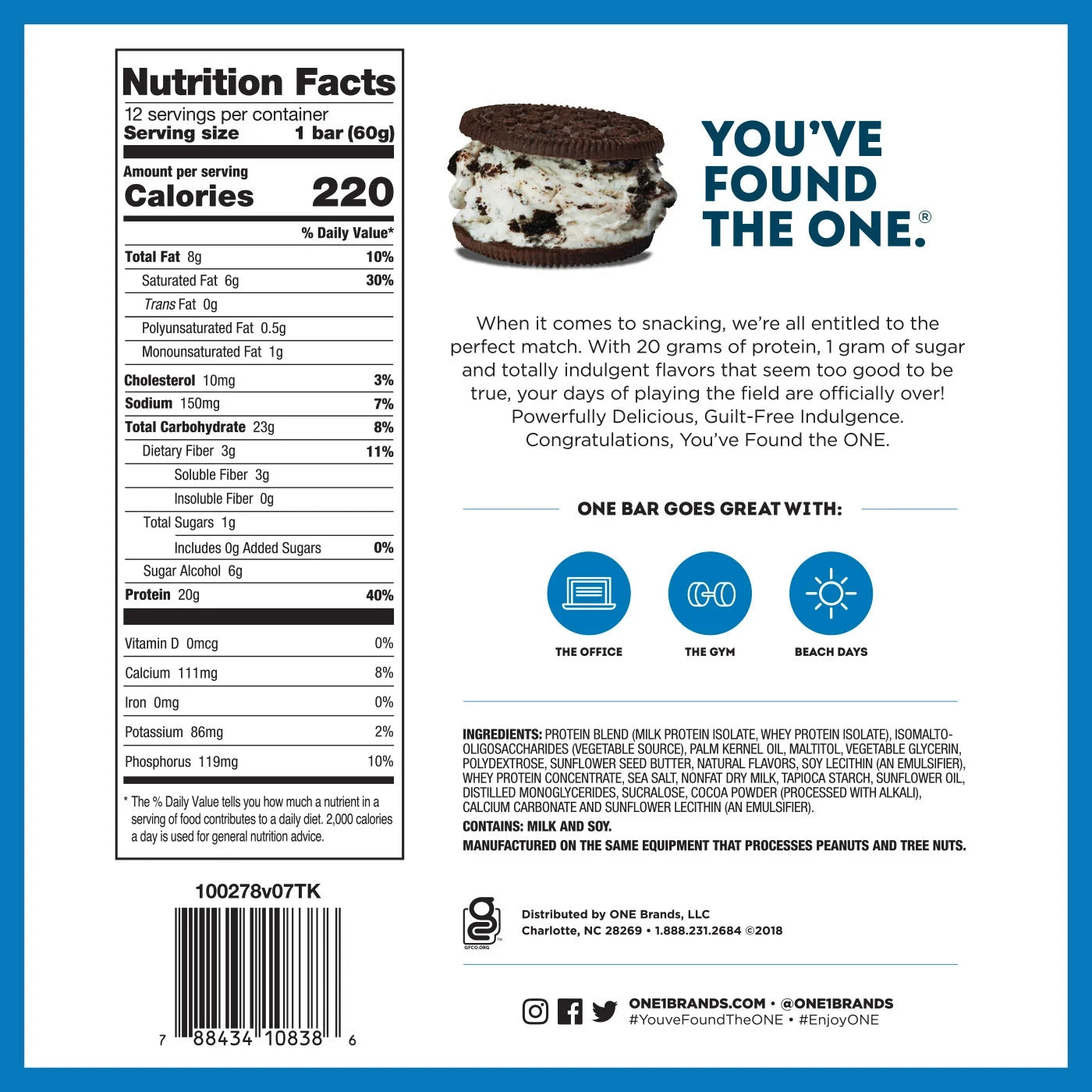 ONE BAR COOKIES & CREAM 60 G - ONE BRANDS