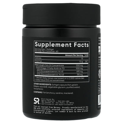 OMEGA 3 1.250 MG EPA 690 MG + DHA 310 MG X 150 CAPSULAS GEL SPORTS RESEARCH
