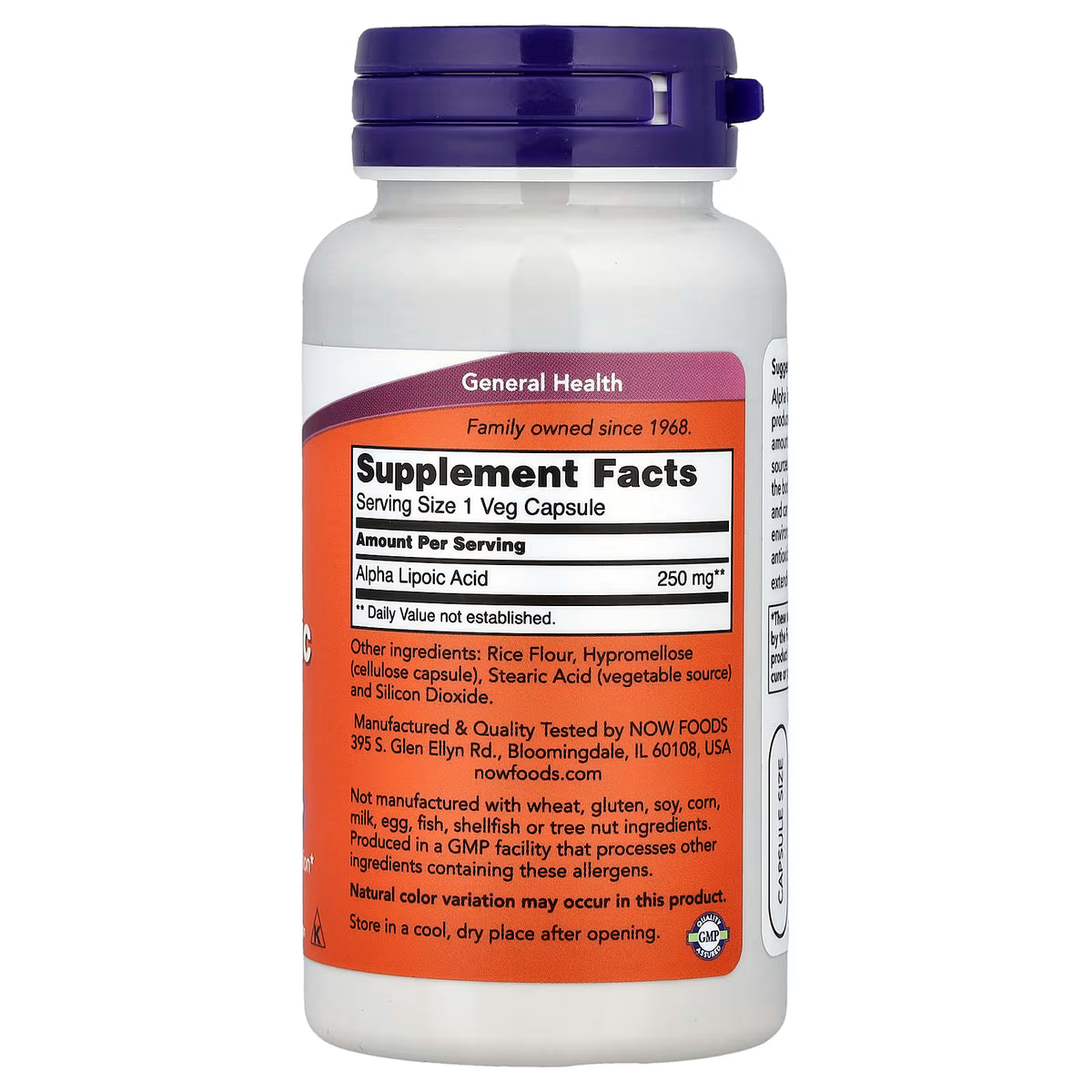Ácido Alfa Lipoico 250 mg 60 Cápsulas Vegetales - NOW Foods