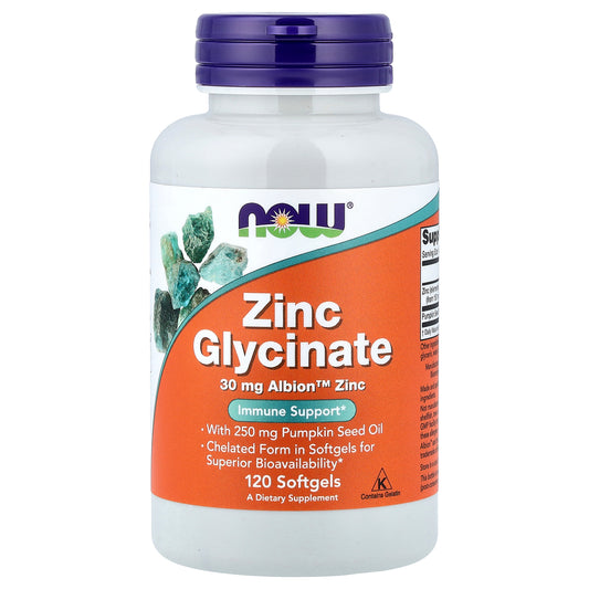 ZINC GLICINATO 30 MG X120 - NOW FOODS