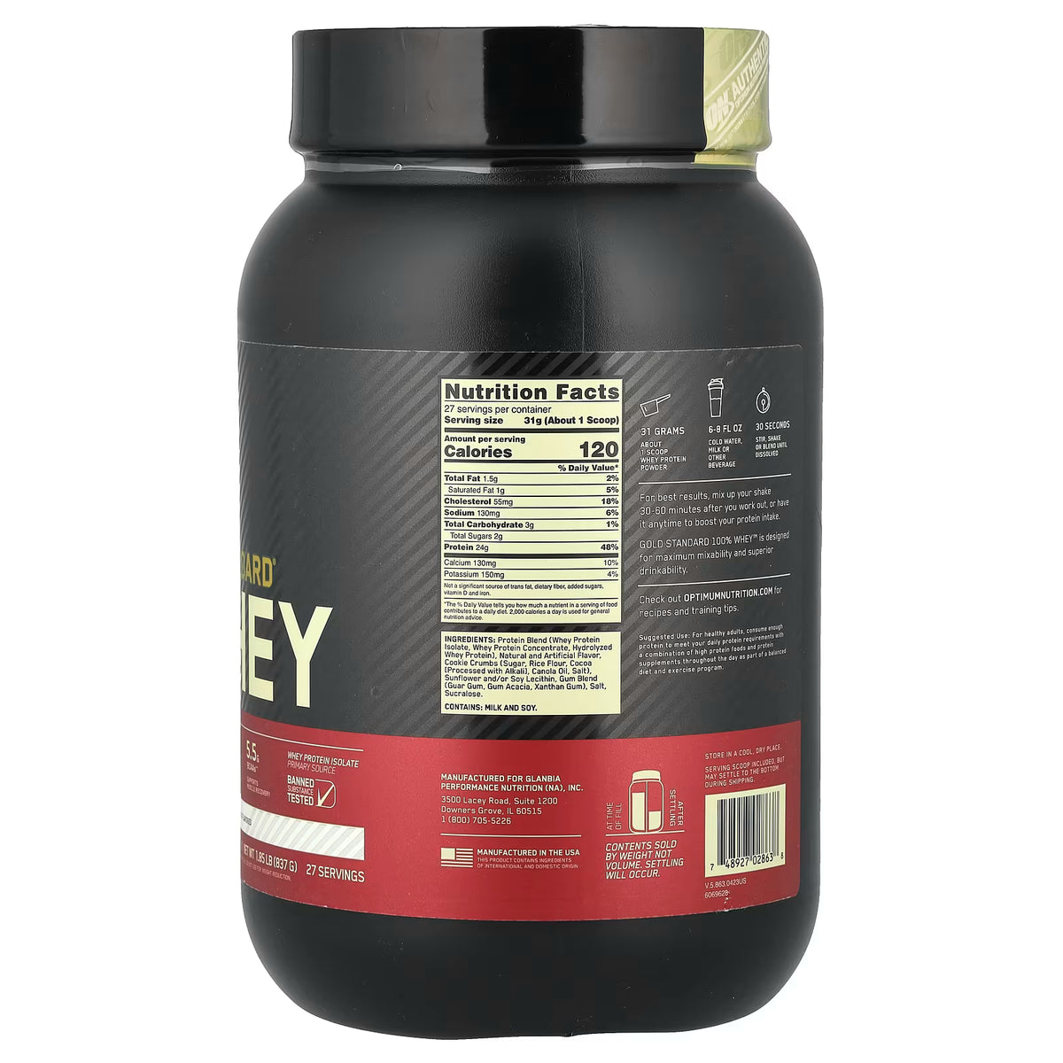 100% WHEY GOLD STANDARD 2 LBS COOKIES AND CREAM