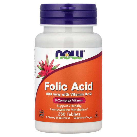 FOLIC ACID 800 MCG - 250 TABLETAS - NOW FOODS