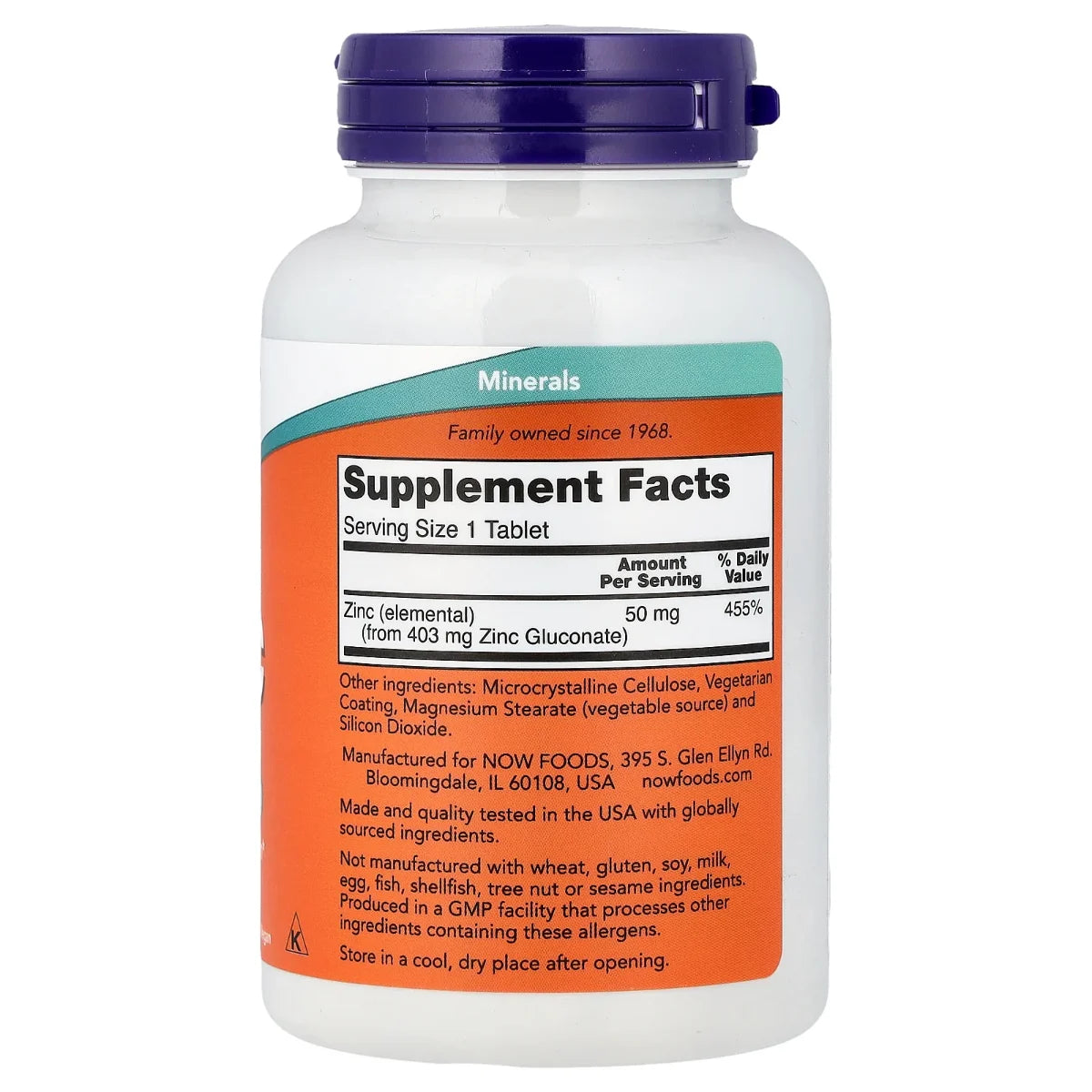 ZINC 50 MG 250 TBLS - NOW FOODS