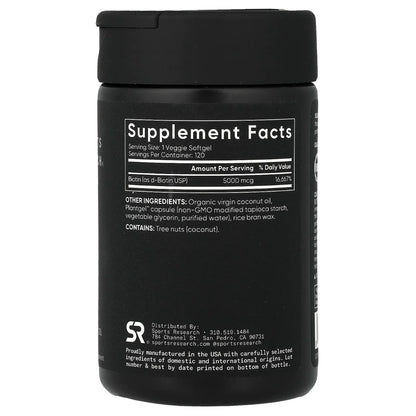 Biotin Extra Strength 5000 mcg 120 softgels Sports Research