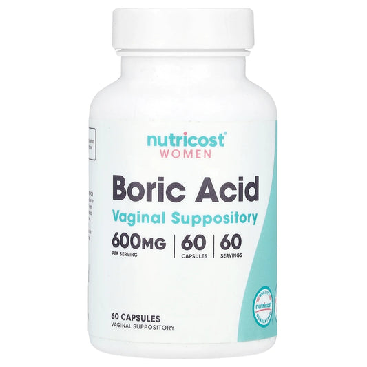 BORIC ACID 600 MG 60 CAPSULES VAGINAL SUPPOSITORY NUTRICOST WOMEN