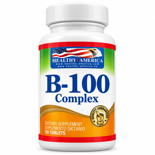 B-100 COMPLEX 50 TABLETAS SUPER STRENGTH - HEALTHY AMERICA