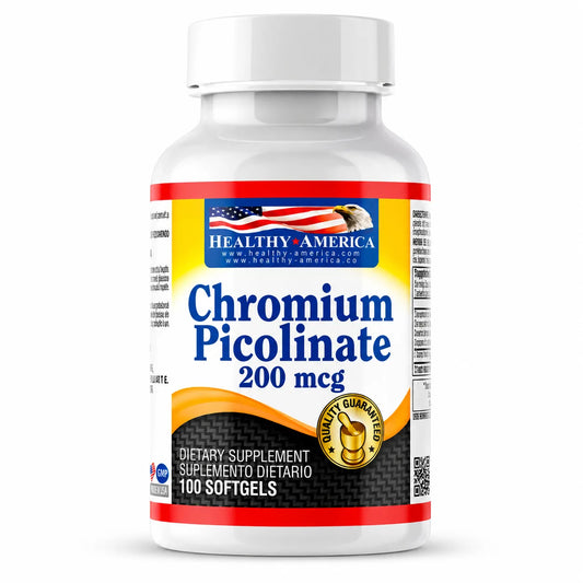 CHROMIUM PICOLONATE 200 MCG 100 SOFTGELS - HEALTHY AMERICA