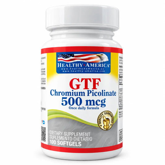 GTF CHROMIUM PICOLINATE 500 MG - HEALTHY AMERICA