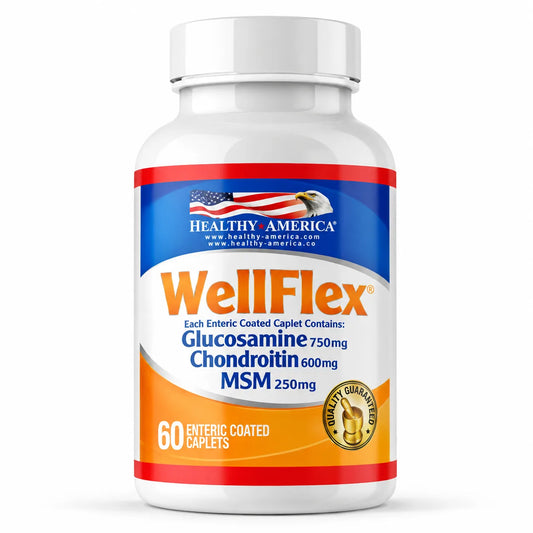 WELLFLEX™ 60 CAPLETS GLUCO 750 MG CHON 600 MG MSM 250 MG - HEALTHY AMERICA