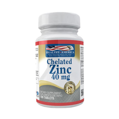 Chelated Zinc 40 mg 100 Tabletas - Healthy America