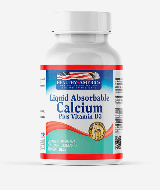 LIQUID ABSORBABLE CALCIUM 1200 MG PLUS VITAMIN D3 100 SOFTGELS - HEALTHY AMERICA
