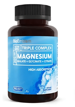 Triple Magnesio malato, Glicinato, Citrato 300 mg 90 Capsulas Bioemblem