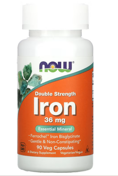 IRON 36 MG FERROCHEL 90 CAPSULAS - NOW FOODS