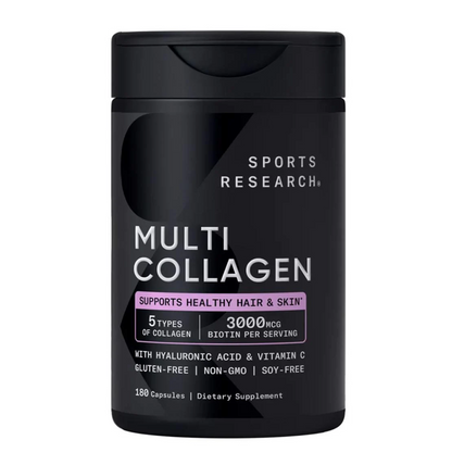MULTI COLLAGEN + BIOTIN 3000 MCG 180 CAPSULAS - SPORTS RESEARCH