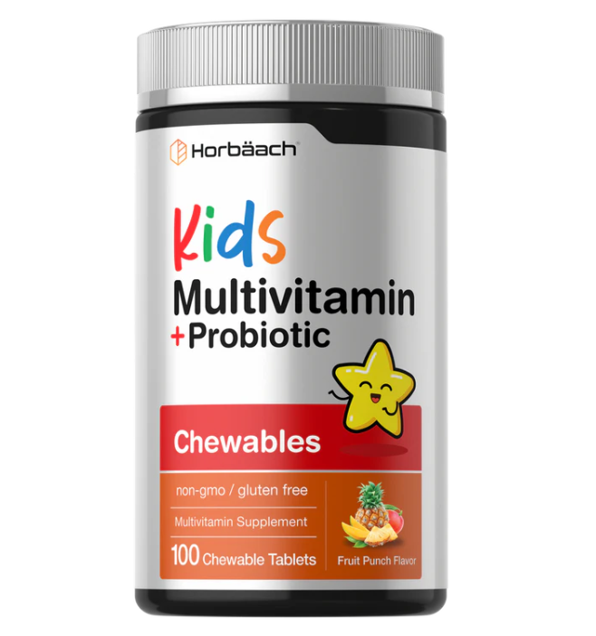 KIDS MULTIVITAMIN PROBIOTIC 100 CHEWABLE TABLETS HORBAACH