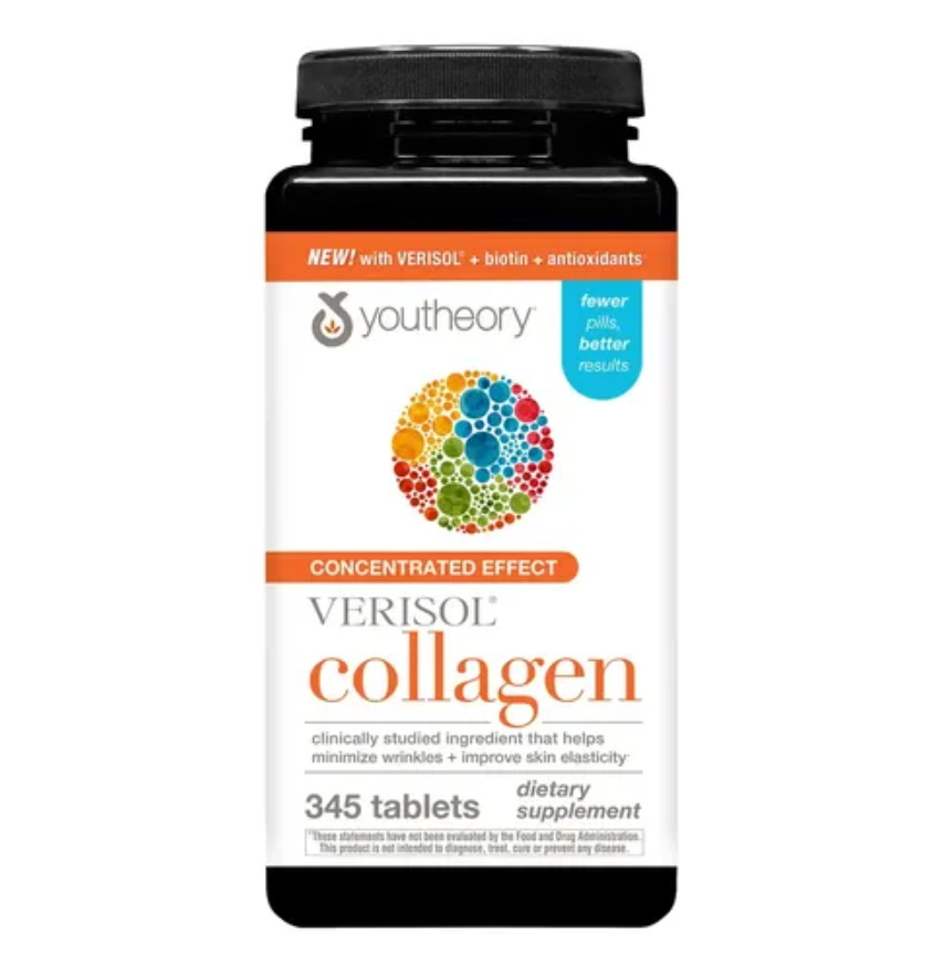 COLLAGEN + BIOTINA + PƒPTIDOS HIDROLIZADOS VITAMINA C Y VITAMINAS DEL COMPLEJO B 345 TABLETAS YOUTHEORY