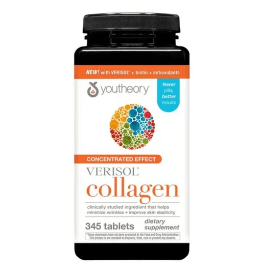 COLLAGEN + BIOTINA + PƒPTIDOS HIDROLIZADOS VITAMINA C Y VITAMINAS DEL COMPLEJO B 345 TABLETAS YOUTHEORY