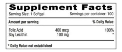 Ácido Fólico 400 mcg 100 Tabletas - Natural Systems