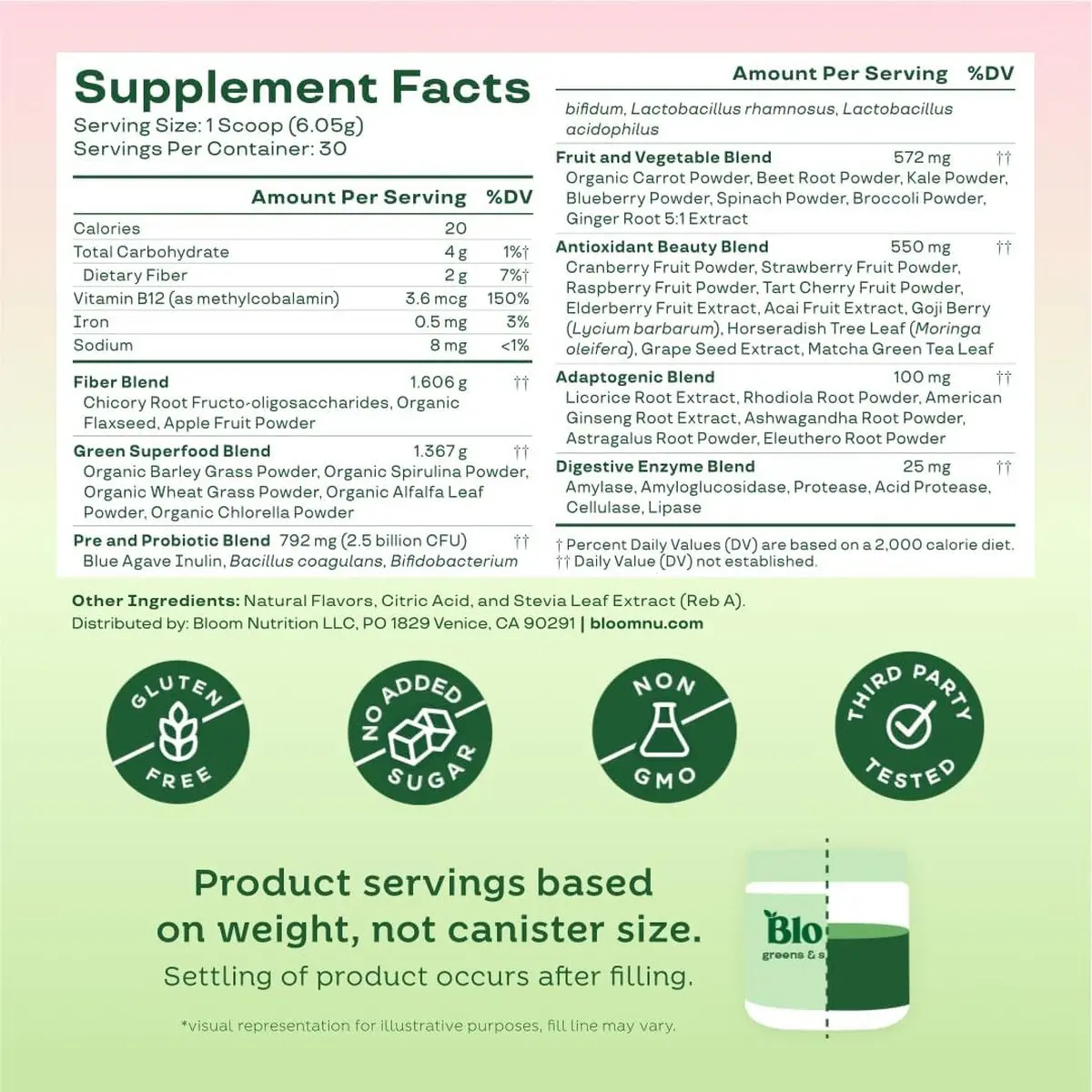 Bloom Greens & Superfoods Fresa y Kiwi 290 g 48 serv