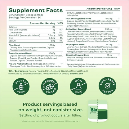 Bloom Greens & Superfoods Fresa y Kiwi 290 g 48 serv