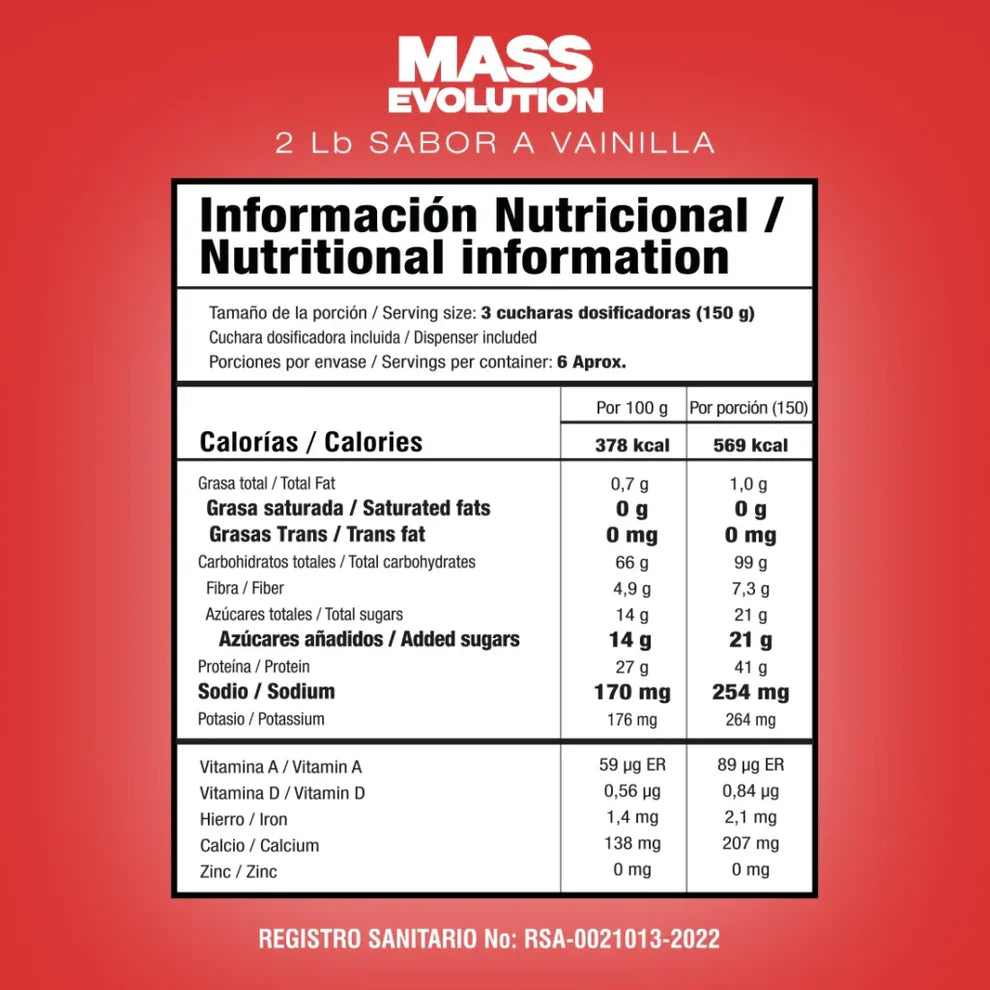 MASS Evolution 2 lb Vainilla - Smart Nutrition
