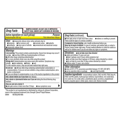 EXTRA STRENGTH ACETAMINOPHEN 500 MG 400 GELCAPS - KIRKLAND SIGNATURE