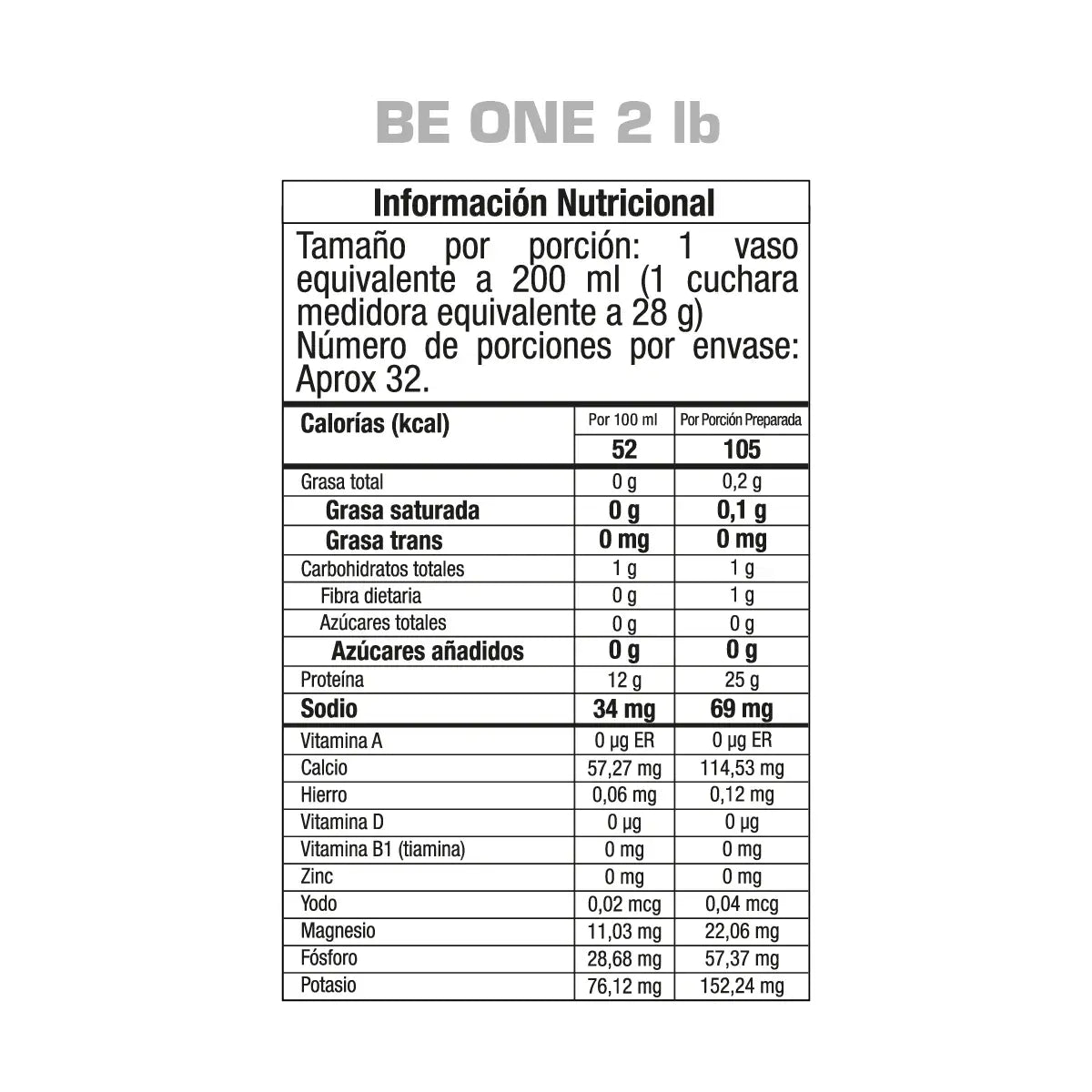 Be One Proteina Aislada GMN 2lb 32 porciones