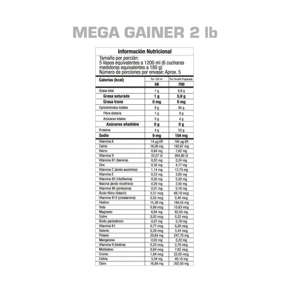 Mega Gainer Vainilla Gourmet GMN Proteina Hipercalorica 2lb