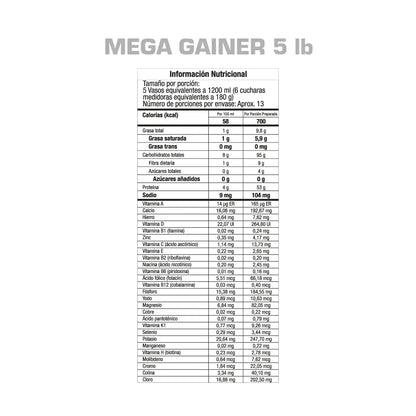 Mega Gainer Proteina Hipercalorica GMN Vainilla Gourmet 5 lb 13 Porciones